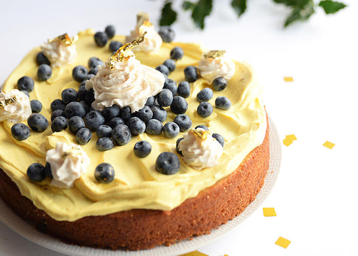 Recipe from Oil & Vinegar for lemon tart with blueberries