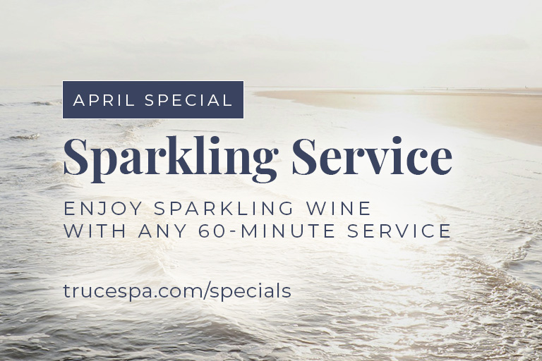 We're making your visit extra special by offering sparkling wine with any 60-minute service or longer, all month long. Offer expires 4/30/24.