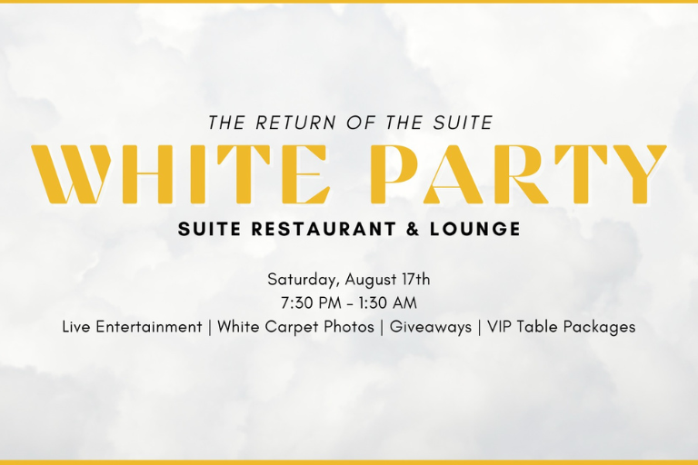 We are excited for the return of the Suite White Party - enjoy white carpet photos, champagne, light bites and more.