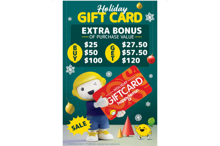 Get a bonus if you purchase a gift card of $25, $50 and $100