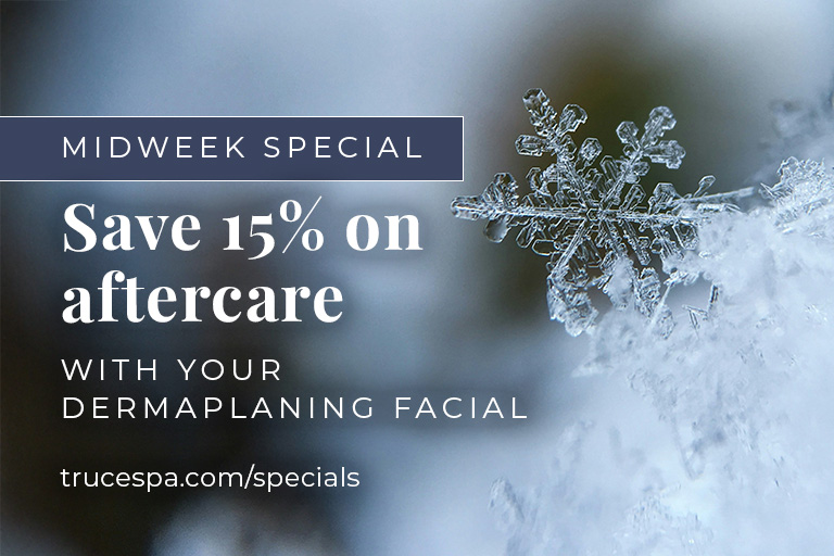 Say goodbye to winter dryness! Book a dermaplaning facial on a Monday, Tuesday, or Wednesday this month and enjoy 15% off an aftercare product.