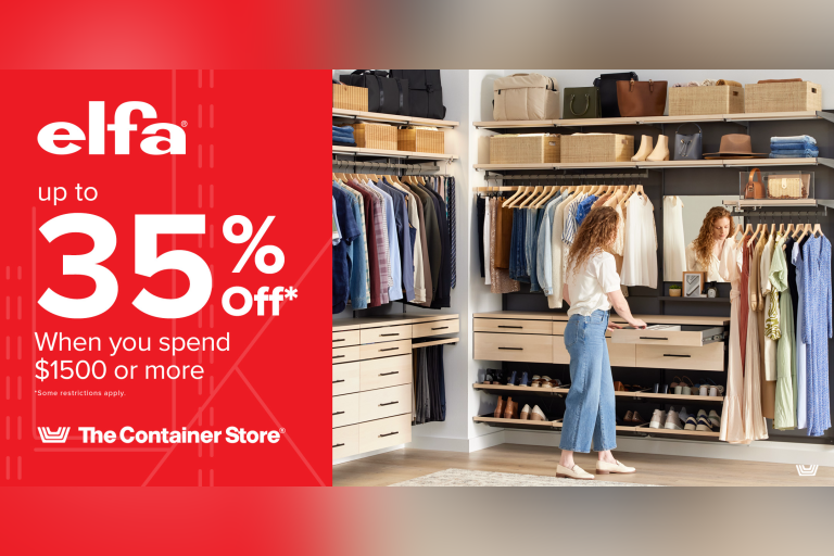 It’s the biggest Elfa sale of the year! Save up to 35% on The Container Store’s most affordable custom space solution.