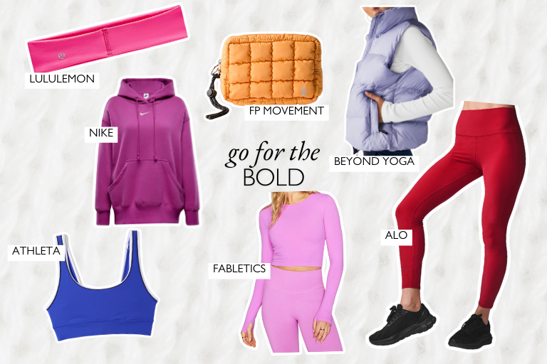 Brighten up your winter workouts with some color. High-saturation options abound to inspire you to movement, via a pop of color or a head-to-toe ensemble.