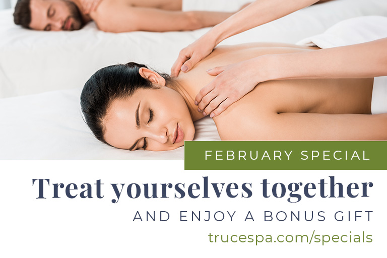 Treat yourselves together! In February, book any 90-minute service for two and both receive a complimentary gift.