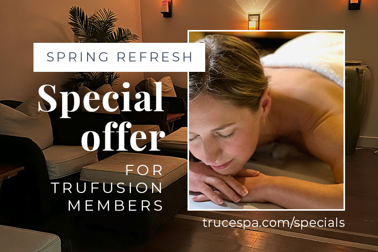 This May and June, take time to reset with a spring refresh focused on mind and body wellness. TruFusion members enjoy 15% off any TRUCE Spa massage or facial—because recovery is just as important as your workout!