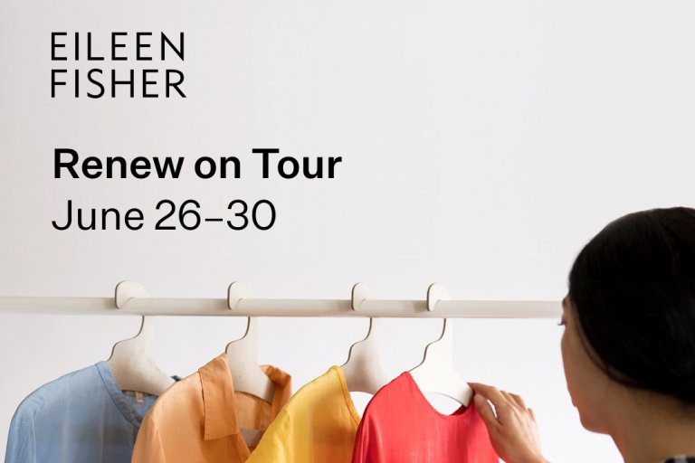 Renew, our take-back program, is bringing a curated collection of gently worn EILEEN FISHER pieces to select stores.