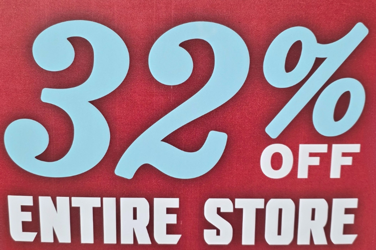 All fully priced items are 32% off, now through August 24th.