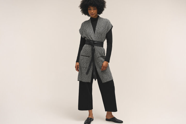 Whether you’re out celebrating in silk or hosting at home, elevated pieces from EILEEN FISHER take the stress out of holiday dressing. Sophisticated fabrics like lofty cashmere and polished ponte will carry you from gift swap to New Year’s Eve with ease. Winter movie marathon? Curl up with a cup of cocoa in plush textures like brushed cotton and cozy velour.