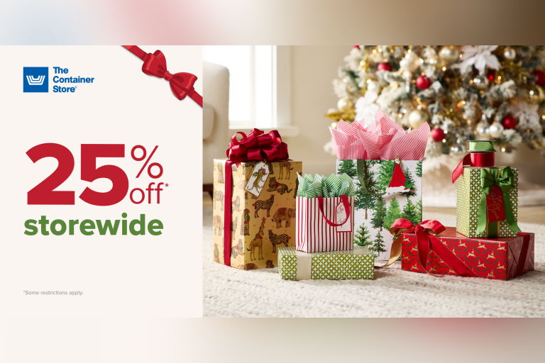 Make every moment merrier with 25% off almost everything storewide – even holiday shop and Elfa!
