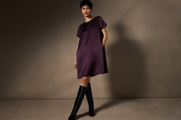 Our Fall collection is all about color and texture. A few pieces our team can't stop talking about: the padded trench in our signature Light Cotton Nylon, a wool cotton check top that adds graphic interest to any outfit and our day-to-night Textured Satin dress in rich new shades. Come see what's new in store and find pieces that will carry you through the season.